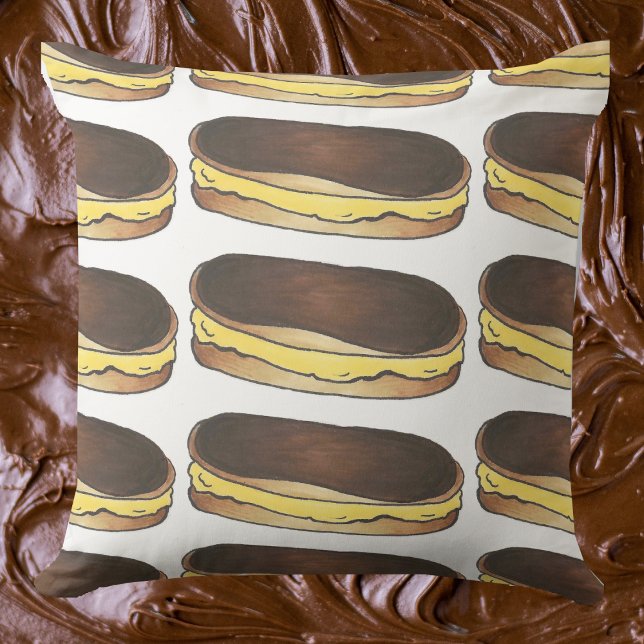 Boston Cream Pie Chocolade Eclair Dessert gebak Kussen (Boston Cream Eclair Pillow)