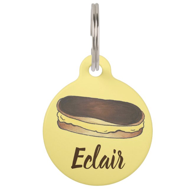Boston Cream Pie Custard Eclair French Pastry Food Huisdierpenning (Voorkant)