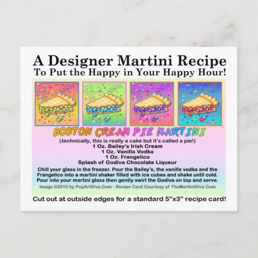Boston Cream Pie Martini Recept Kaart Briefkaart (Voorkant)