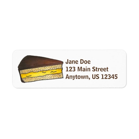 Boston Cream Pie Slice Dessert Adresetiketten Etiket (Voorkant)