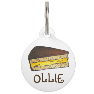 Boston Cream Pie Slice Dessert Foodie Pet Dog Labe Huisdierpenning