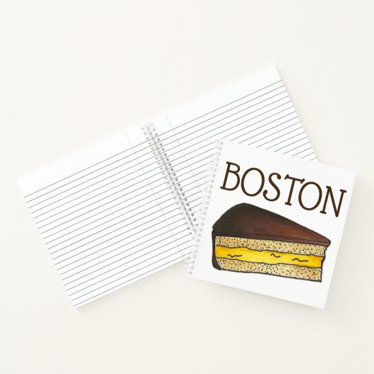 Boston Cream Pie Slice Dessert Massachusetts Notitieboek (Binnen)