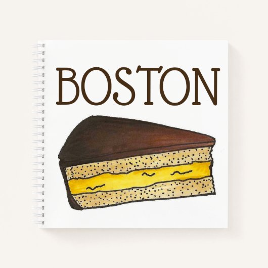 Boston Cream Pie Slice Dessert Massachusetts Notitieboek (Voorkant)