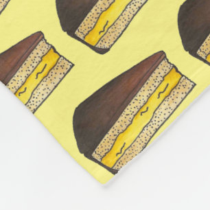 Boston Cream Pie Slice Food Dessert Yellow Baking Fleece Deken