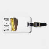 Boston Cream Pie Slice Massachusetts Foodie Yellow Bagagelabel (Voorkant horizontaal)
