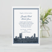 Boston Destination Navy huwelijksuitnodiging Kaart (Staand voorkant)