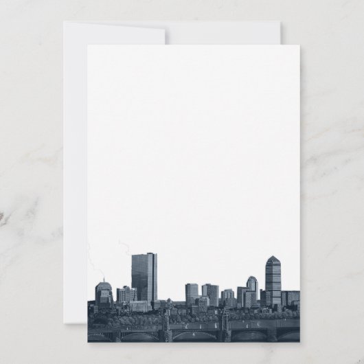 Boston Destination Navy huwelijksuitnodiging Kaart (Achterkant)