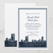 Boston Destination Navy huwelijksuitnodiging Kaart (Voorkant / Achterkant)