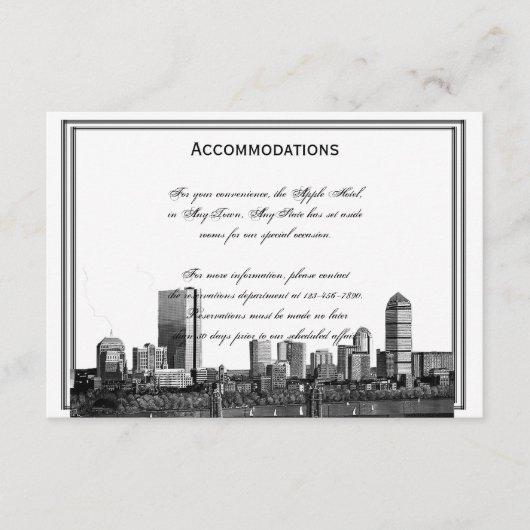 Boston Destination Wedding Accomodations Informatiekaartje (Voorkant)