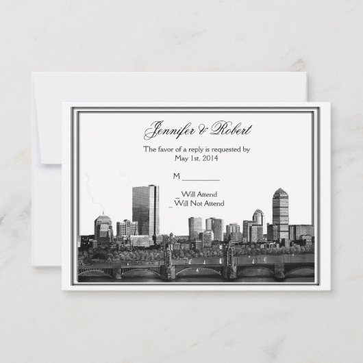 Boston Destination Wedding Response Kaart (Voorkant)