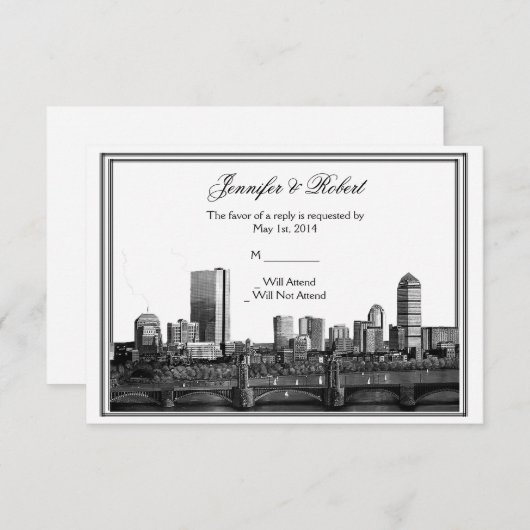 Boston Destination Wedding Response Kaart (Voorkant / Achterkant)