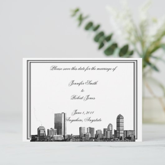 Boston Destination Wedding Save the Date (Staand voorkant)