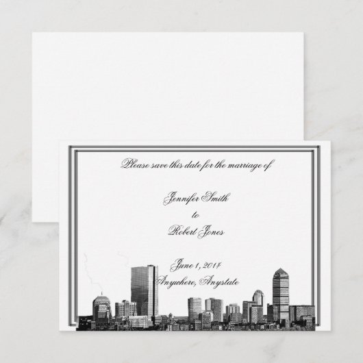Boston Destination Wedding Save the Date (Voorkant / Achterkant)