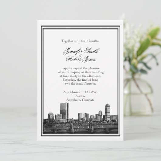 Boston Destination Wedding Uitnodiging (Staand voorkant)