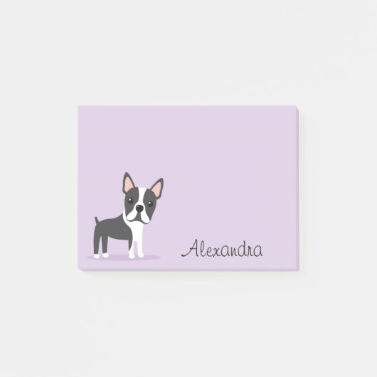 Boston dooder met gepersonaliseerde naam paars post-it® notes (Voorkant)