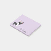 Boston dooder met gepersonaliseerde naam paars post-it® notes (Schuin)