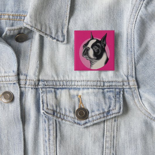 Boston dooder vierkante button 5,1 cm (In situ)