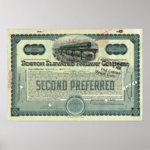 Boston Elevated Railway Co. Voorraadcertificaat Poster