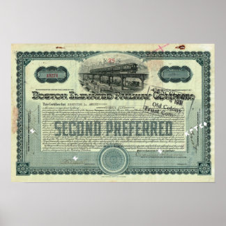 Boston Elevated Railway Co. Voorraadcertificaat Poster