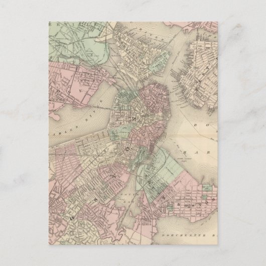 Boston en omgeving briefkaart (Voorkant)