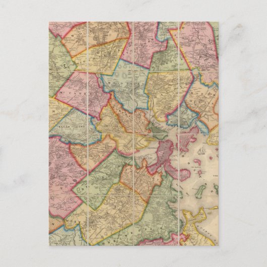 Boston en omgeving briefkaart (Voorkant)