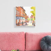 Boston Fietstocht | North End Waterverf MA Canvas Afdruk (Insitu (Woonkamer))