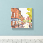 Boston Fietstocht | North End Waterverf MA Canvas Afdruk (Insitu (Houten vloer))