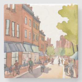 Boston Fietstocht | North End Waterverf MA Stenen Onderzetter