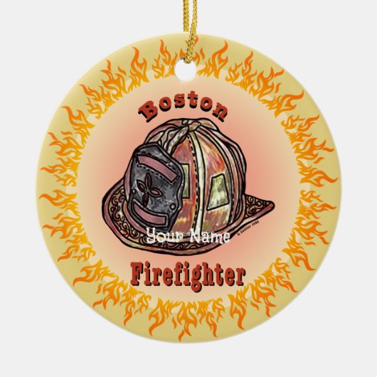 Boston Firefighter Keramisch Ornament (Voorkant)