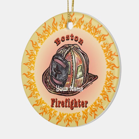 Boston Firefighter Keramisch Ornament (Links)