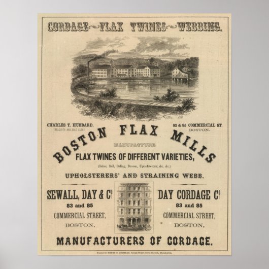 Boston Flax Mills Poster (Voorkant)