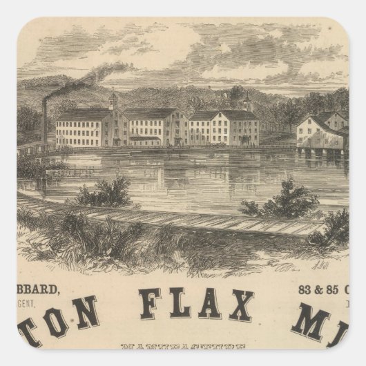 Boston Flax Mills Vierkante Sticker (Voorkant)