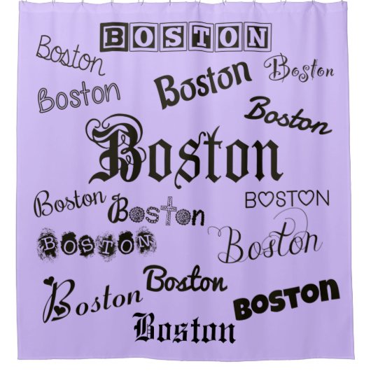 Boston Fonts op Lavender Douchegordijn (Voorkant)