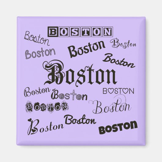 Boston Fonts op Lavender Magneet (Voorkant)