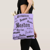 Boston Fonts op Lavender Tote Bag (Dichtbij)