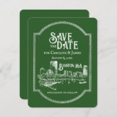 Boston Forest Groen Bewaar de Datum Notitiekaartje (Voorkant / Achterkant)