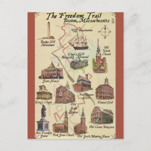 Boston Freedom Trail-prentbriefkaart Briefkaart