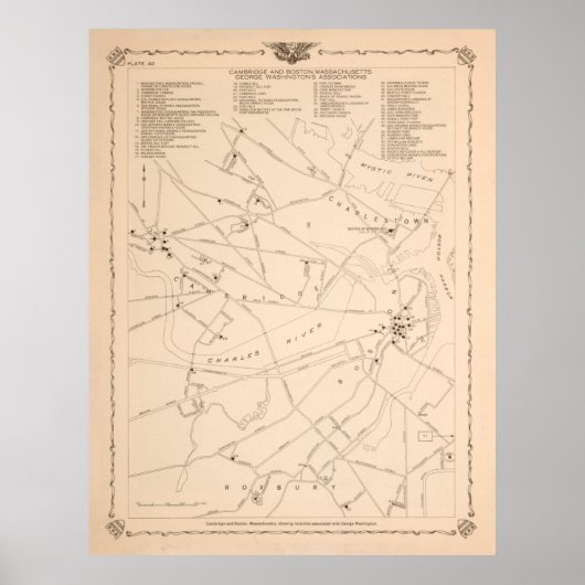  Boston George Washington Landmark Map Poster (Voorkant)
