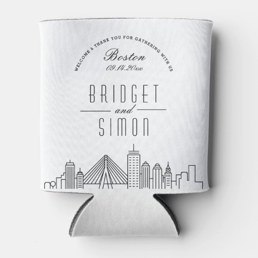 Boston gestileerde skyline | Koelbox bruiloft Blikjeskoeler (Voorkant)