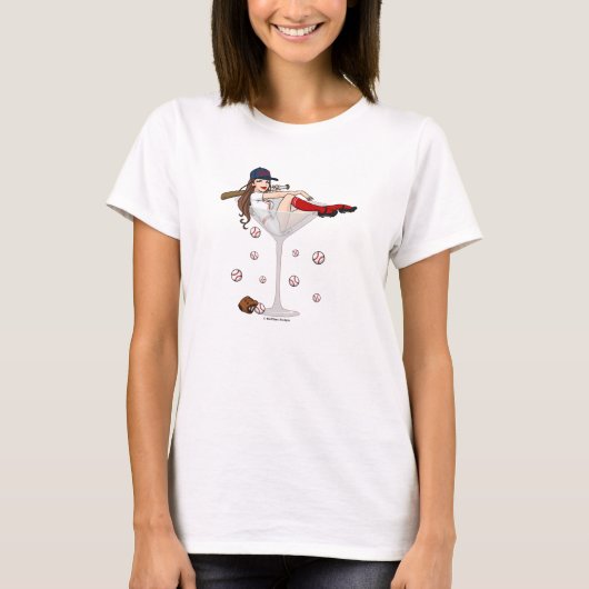 Boston Girl Baseball Martini T-shirt (Voorkant)