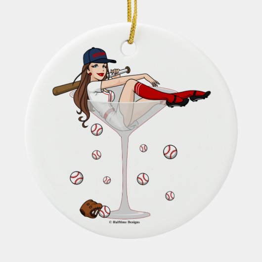 Boston Girl Martini Kerstornament Keramisch Ornament (Voorkant)