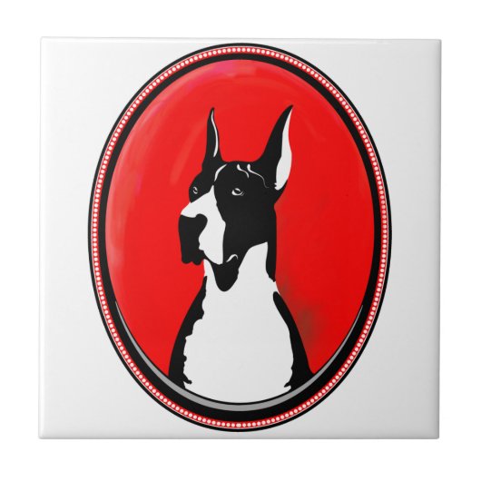 Boston Great Dane Portret Tegeltje (Voorkant)