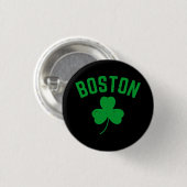 Boston Green Lucky Shamrock Ronde Button 3,2 Cm (Voorkant /achterkant)