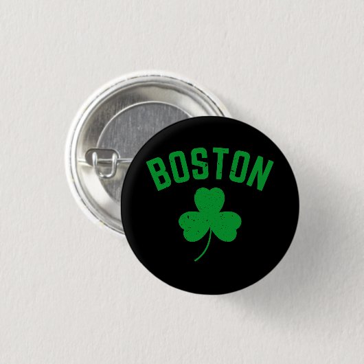 Boston Green Lucky Shamrock Ronde Button 3,2 Cm (Voorkant /achterkant)