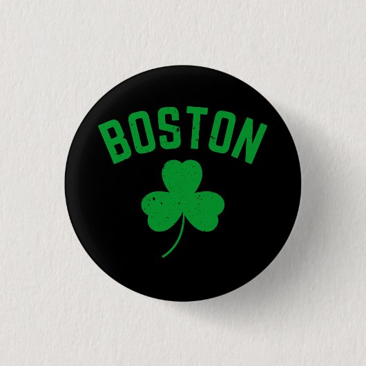 Boston Green Lucky Shamrock Ronde Button 3,2 Cm (Voorkant)