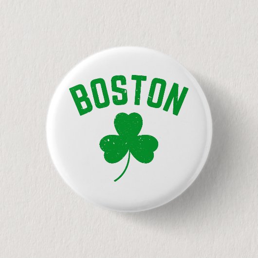 Boston Green Lucky Shamrock Ronde Button 3,2 Cm (Voorkant)