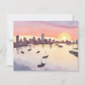 Boston Harbor | Aquarel Stad Massachusetts Kaart (Voorkant)