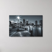 Boston Harbor B&W Nachtcanvas Canvas Afdruk (Voorkant)