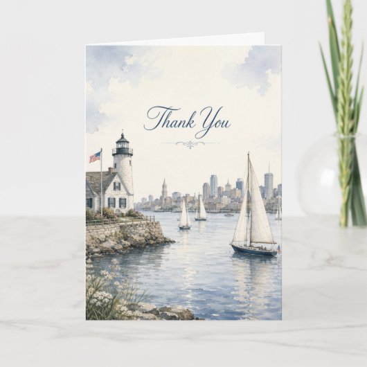 Boston Harbor Bedankje Zeilboten Kaart (Voorkant)