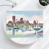 Boston Harbor | Boston Massachusetts Aquarel Briefkaart